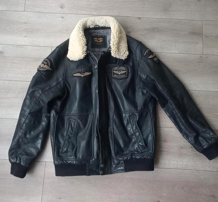 PME Legend Hudson Leren Flight Jacket Maat M, Kleding | Heren, Jassen | Winter, Gedragen, Maat 48/50 (M), Zwart, Ophalen