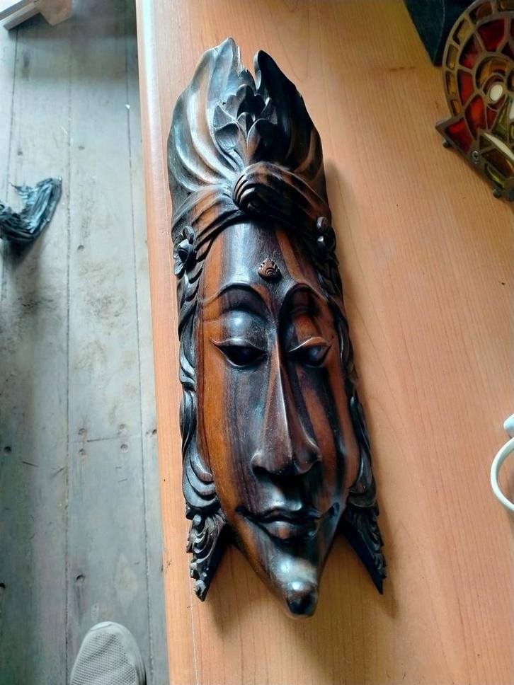 Houtsnijwerk Wandmasker, Antiek en Kunst, Kunst | Beelden en Houtsnijwerken, Ophalen of Verzenden