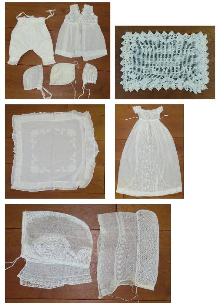 Antieke kleding, doopkleding, mutsjes kant mutsen dames 1900, Antiek en Kunst, Antiek | Kleding en Accessoires, Dames, Kinderen