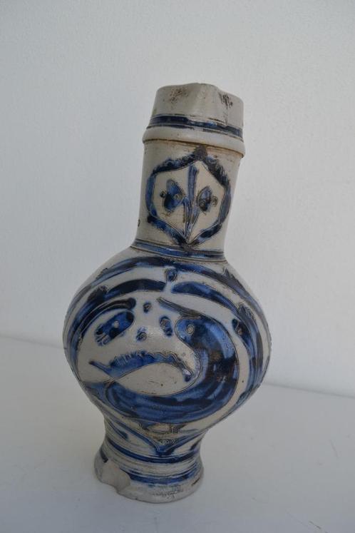 18e eeuwse steengoed Kruik, Kan, Enghalskruik, Westerwald D., Antiek en Kunst, Antiek | Keramiek en Aardewerk, Ophalen of Verzenden