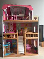 Houten Poppenhuis met Meubels, Kinderen en Baby's, Speelgoed | Poppenhuizen, Ophalen, Zo goed als nieuw, Poppenhuis