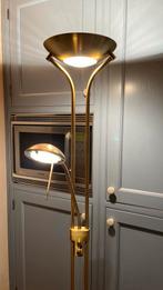 Messing halogeen vloerlamp met leeslampje, Huis en Inrichting, Lampen | Vloerlampen, Ophalen, Gebruikt, Metaal, 150 tot 200 cm
