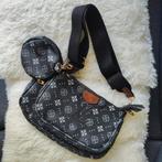 Mooie handtas zwart goud bruin leer details, logo print, Ophalen of Verzenden, Zo goed als nieuw, Zwart, Leer