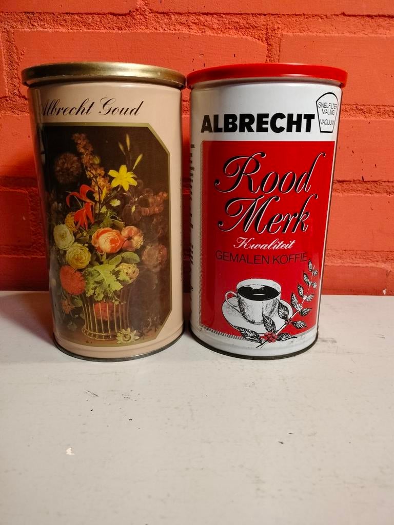 Vintage ALBRECHT koffieblikken met kunstof deksels., Ophalen of Verzenden, Gebruikt, Overige, Overige merken