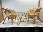 Meubelset: Boho rotan gevlochten stoelen & tafel, G, Riet of Rotan, Ophalen of Verzenden, Zo goed als nieuw