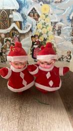 Vintage flocked Santa Dolls (2) jaren ‘60, Ophalen of Verzenden, Gebruikt