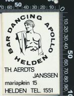 Sticker: Bar Dancing Apollo - Helden, Verzamelen, Stickers, Ophalen of Verzenden, Zo goed als nieuw, Bedrijf of Vereniging