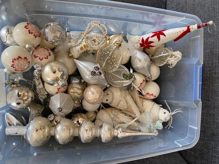 Grote verzameling oude glazen kerstballen en figuren, Diversen, Kerst, Gebruikt, Ophalen