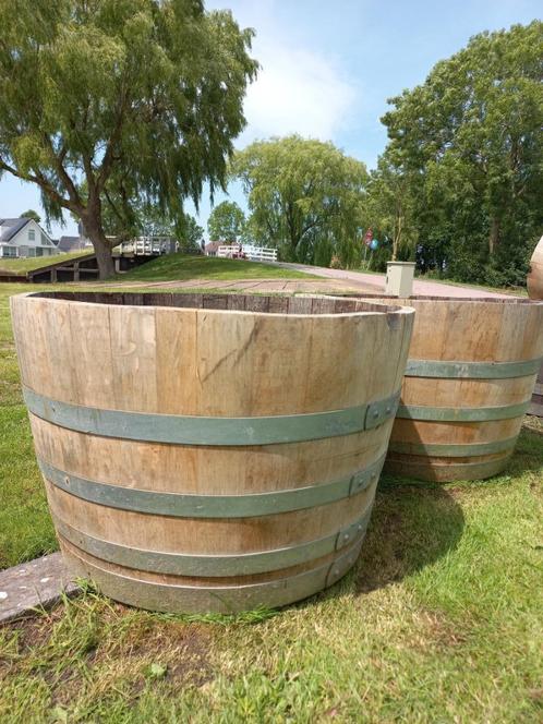 Groot Eikenhouten Wijnvat Bloembak Minivijver 175 liter, Tuin en Terras, Bloembakken en Plantenbakken, Nieuw, Hout, Balkon, Tuin