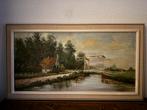 Kunstenaar v.e. Hollands polderplaatje a.h.water ., Antiek en Kunst, Kunst | Schilderijen | Klassiek, Ophalen