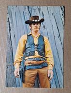 Cowboy met leren hesje voor oude plankenwand, Ophalen of Verzenden, 1960 tot 1980, Ongelopen, Cultuur en Media