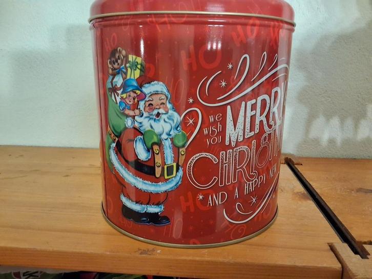 Groot kerstblik, koektrommel, voorraadbus, kerst, Diversen, Kerst, Zo goed als nieuw, Ophalen of Verzenden