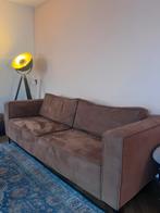 GRATIS - Cognac kleurige bank te koop– 215 cm, Ophalen, Zo goed als nieuw, Stof