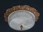 Oude plafonniere met kristallen glaskap, Huis en Inrichting, Lampen | Plafondlampen, Ophalen of Verzenden, Gebruikt