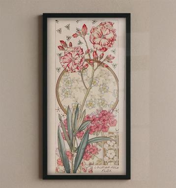 Bloemen Art Nouveau botanische Print Poster beschikbaar voor biedingen