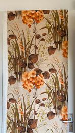 Vintage grote lap stof bloemen oranje, Nieuw, Ophalen of Verzenden, 30 tot 120 cm, Katoen