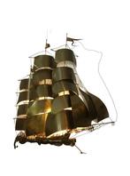 Groot 1970s D. d’Haeseleer Wandsculptuur Zeilschip met Lamp, Ophalen