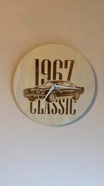 Houte klok gelaserd, Huis en Inrichting, Woonaccessoires | Klokken, Ophalen of Verzenden, Nieuw, Analoog, Wandklok