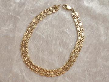 Mooie Handgemaakte Fijne Dubbele 14 Kt Gouden Armband beschikbaar voor biedingen