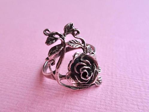 jwg Vintage zilveren 60s 70s roos rozen bloem ring zilver, Sieraden, Tassen en Uiterlijk, Antieke sieraden, Ring, Zilver, Verzenden