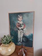 Plaat met brocant jongen met hondje, Ophalen of Verzenden