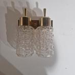 Vintage wandlamp, bedlampje, in de kleur goud Jaren 70, Ophalen of Verzenden, Gebruikt, Glas, Vintage