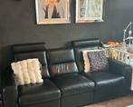 3 en 2 zits zwart leer, Huis en Inrichting, Banken | Bankstellen, Ophalen, Gebruikt, Overige maten, Rechte bank