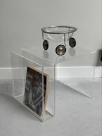 Vintage plexiglas salontafel en lectuurbak, Huis en Inrichting, Tafels | Salontafels, Gebruikt, 100 tot 150 cm, Minder dan 50 cm