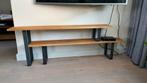Sidetable metaal met hout, Huis en Inrichting, Tafels | Sidetables, Ophalen, 50 tot 100 cm, Rond, Zo goed als nieuw