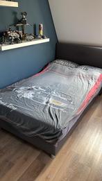 Prachtige boxspring/donkergrijs-120x200cm met hoofdbord, Huis en Inrichting, Eenpersoons, Ophalen of Verzenden, Zo goed als nieuw