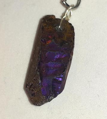 Ketting purple flame aura kwarts zilver twist