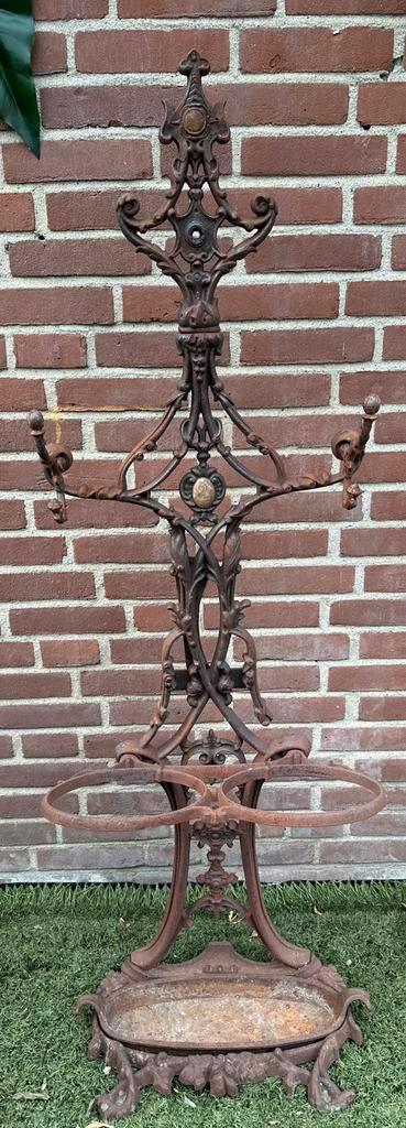 Frans Antieke Gietijzeren kapstok met paraplustandaard, Antiek en Kunst, Curiosa en Brocante, Ophalen