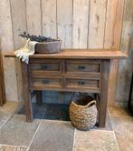 Mooie teak sidetable met 4 lades, Ophalen, 100 tot 150 cm, -, -