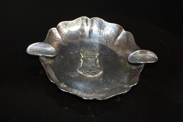 Vintage verzilverde asbak Benschop Sola 100, Verzamelen, Rookartikelen, Aanstekers en Luciferdoosjes, Gebruikt, Asbak, Ophalen of Verzenden