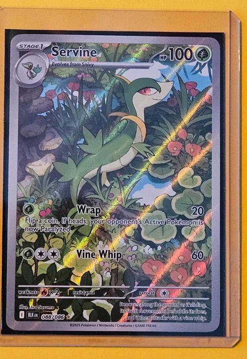 Servine Illustration Rare Black Bolt 088/086 Pokémon kaart, Hobby en Vrije tijd, Verzamelkaartspellen | Pokémon, Zo goed als nieuw