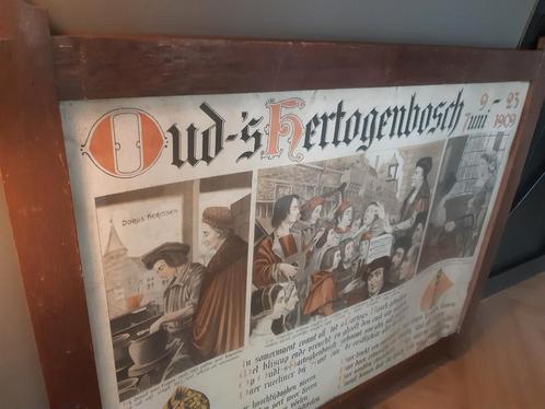 Antieke prent "Oud ''s-Hertogenbosch" originele eiken lijst, Antiek en Kunst, Kunst | Schilderijen | Klassiek, Ophalen