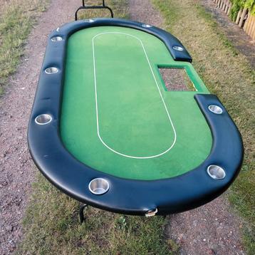 Mooie pokertafel met rvs cupholders in de rand + onderstel! beschikbaar voor biedingen