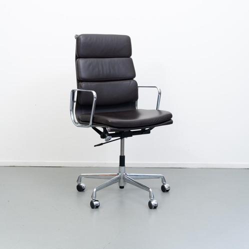 4x Vitra Eames EA219 Softpad Bureaustoel Zwart Leer - Chroom, Huis en Inrichting, Bureaustoelen, Zo goed als nieuw, Bureaustoel
