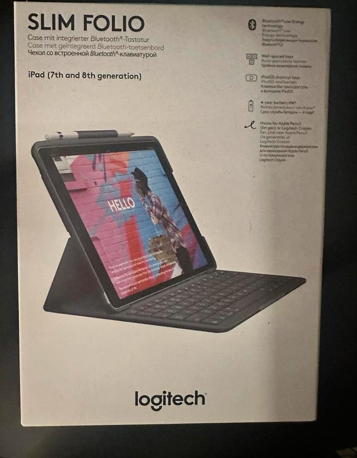 Logitech Slim Folio iPad 7/8 Gen - Nieuw in doos!, Computers en Software, Apple iPads, Nieuw, Apple iPad, Ophalen