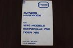 Triumph 1978 750 cc Bonneville Tiger owner's handbook, Ophalen of Verzenden, Triumph
