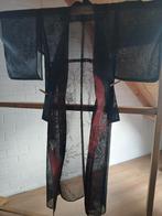 Traditionele Japanse Kimono hitoe black red, Ophalen of Verzenden