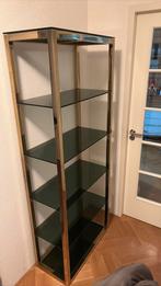 Messing vitrinekast met glasplaten, Huis en Inrichting, Kasten | Vitrinekasten, Ophalen, 50 tot 100 cm, Zo goed als nieuw, 150 tot 200 cm