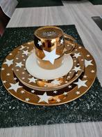 SIAKI kop en borden set, wit met gouden rand en witte sterre, Ophalen of Verzenden, Nieuw