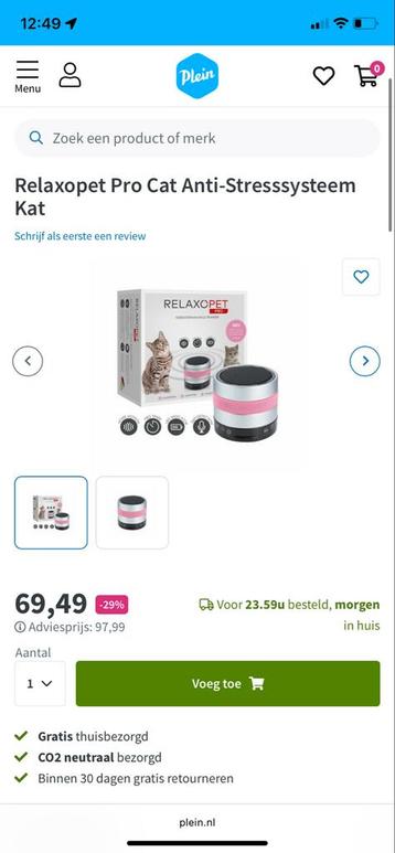 Anti stress middel voor de kat beschikbaar voor biedingen