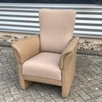 Prominent fauteuil zand beige stof & leer in perfecte staat!, Huis en Inrichting, Fauteuils, 75 tot 100 cm, Zo goed als nieuw