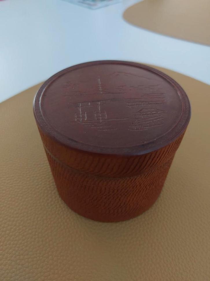Japandi Houten Onderzetters met Doos, Huis en Inrichting, Woonaccessoires | Onderzetters, Gebruikt, Glas of Kopje, Ophalen of Verzenden