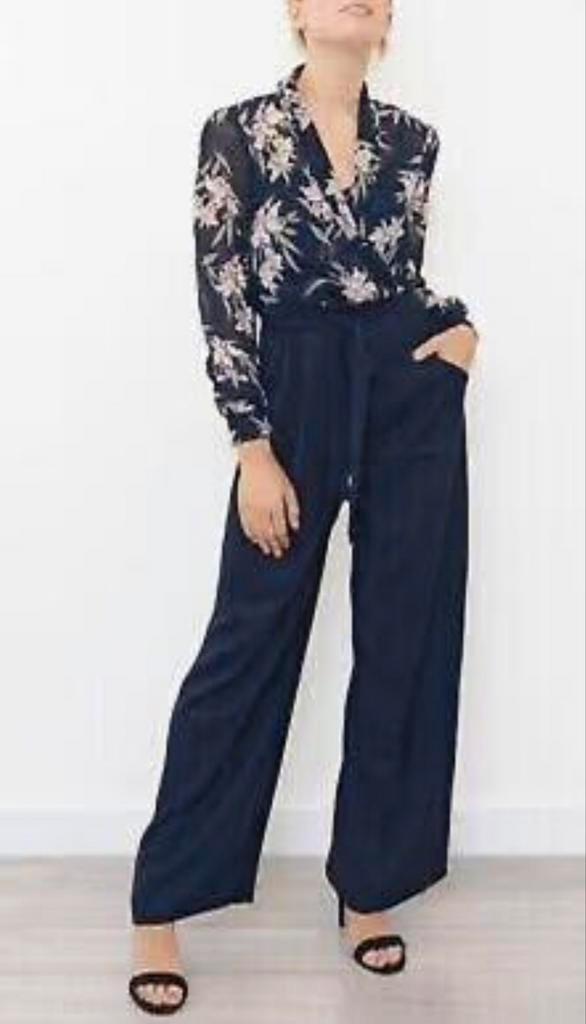 Phase Eight elegante jumpsuit donkerblauw/creme chiffontop M, Kleding | Dames, Jumpsuits, Nieuw, Maat 38/40 (M), Overige kleuren