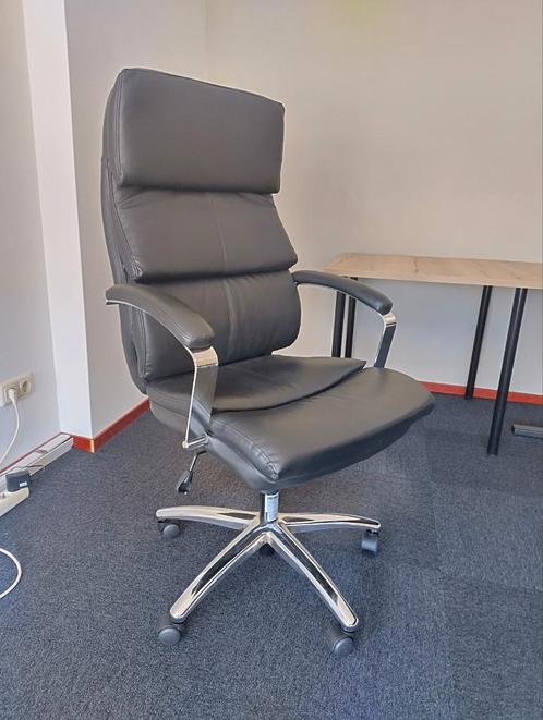 Bureau stoel ergonomisch zwart chroom ZGAN buro directie, Huis en Inrichting, Bureaustoelen, Zo goed als nieuw, Zwart, Ergonomisch