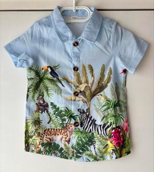 Jungle safari tropisch bloesje lichtblauw dieren blouse 92, Kinderen en Baby's, Kinderkleding | Maat 92, Nieuw, Jongen of Meisje