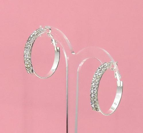 Prachtige zilveren strass creool oorbellen., Sieraden, Tassen en Uiterlijk, Oorbellen, Nieuw, Knopjes of Stekers, Overige materialen